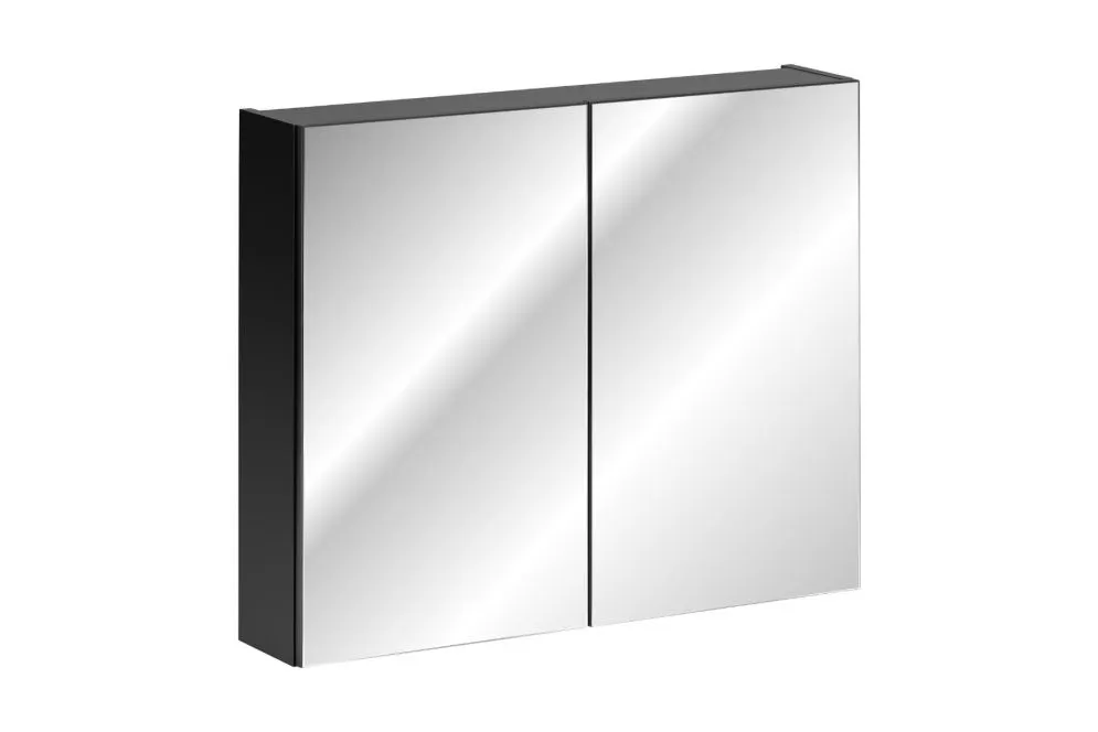 Szafka łazienkowa SANTA FE BLACK 80 cm czarny mat z lustrem z półkami I sklep meblowy MIRAT. styl LOFT