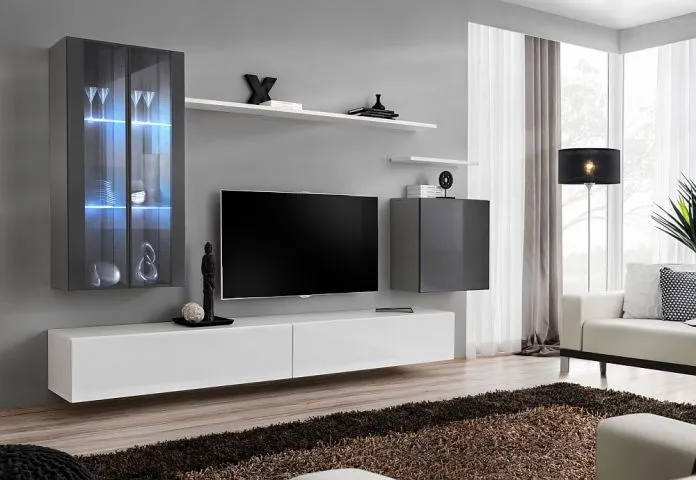 Witryna SWITCH WW2 wisząca szklana z podświetlanymi półkami | MIRAT. w stylu  kolekcja SWITCH