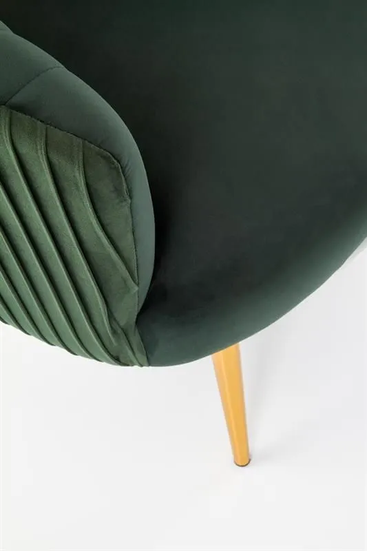 Fotel CROWN ciemno zielony velvet na złotych nóżkach | MIRAT. w stylu GLAMOUR kolekcja