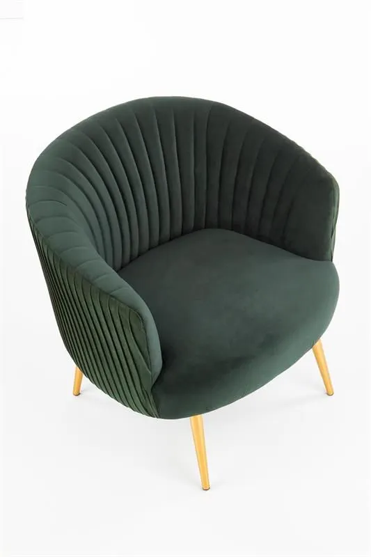Fotel CROWN ciemno zielony velvet na złotych nóżkach | MIRAT. w stylu GLAMOUR kolekcja