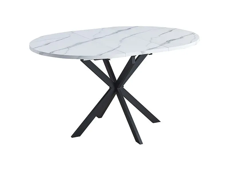 Okrągły stół rozkładany Gaston 100-135 cm biały marmur | MIRAT styl LOFT