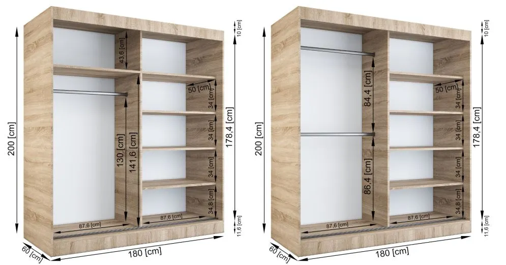 Szafa przesuwna MODUO COMFORT 180 antracyt/dąb sonoma z lustrem | MIRAT.  kolekcja MODUO COMFORT