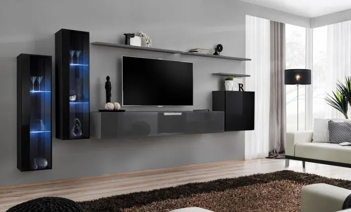Meblościanka SWITCH XI z przeszklonymi witrynami z podświetleniem | MIRAT. w stylu  kolekcja SWITCH