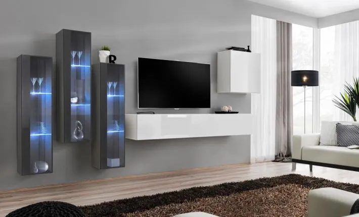 Meblościanka SWITCH XIII wisząca z przeszklonymi witrynami | MIRAT. w stylu kolekcja SWITCH
