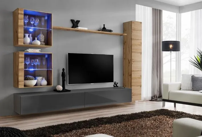 Meblościanka SWITCH XVIII wisząca nowoczesna na wysoki połysk | MIRAT. w stylu  kolekcja SWITCH