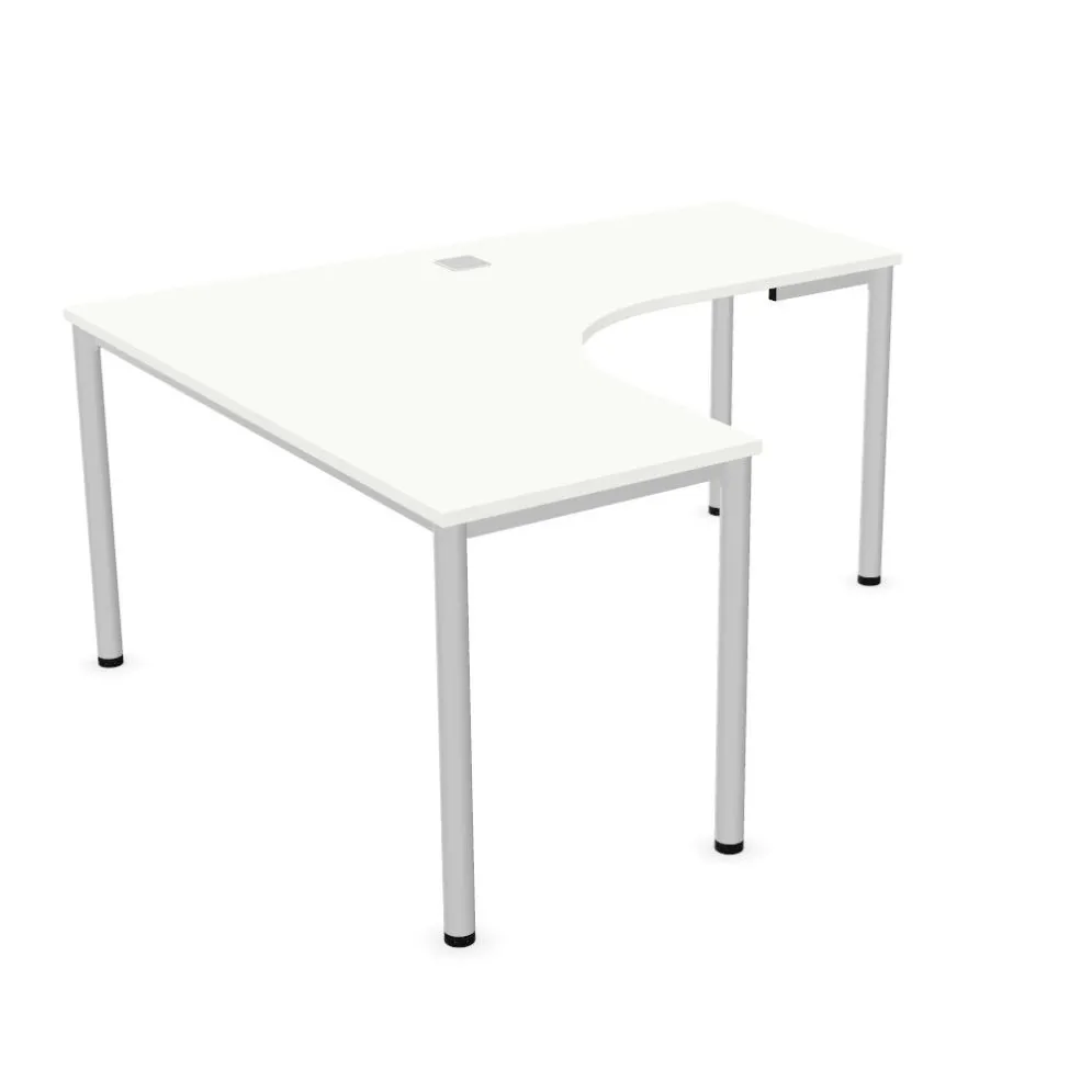 Biurko narożne EASY SPACE I-LEG LS 160x140cm białe typu L I sklep meblowy MIRAT.