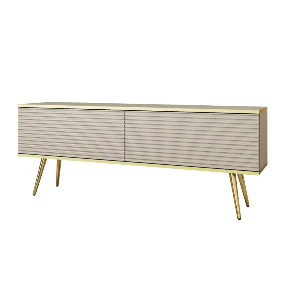 Szafka RTV KARL 3D 135cm wisząca/stojąca kaszmirowy mat  I sklep meblowy MIRAT. styl GLAMOUR, RYFLOWANY