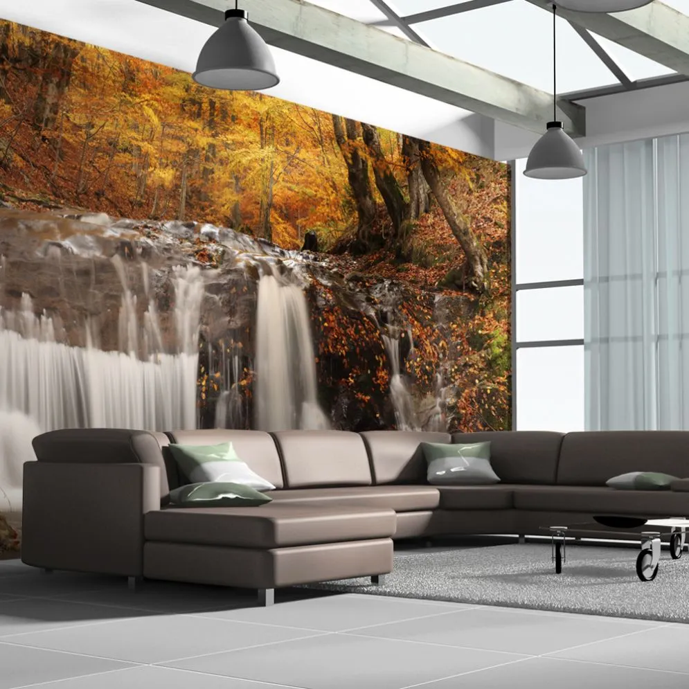 Fototapeta XXL - Autumn landscape  waterfall in forest-1