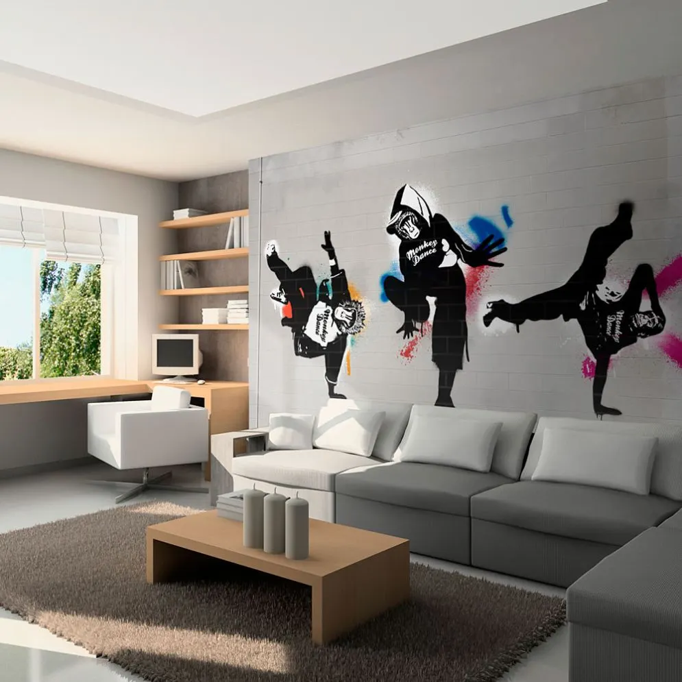 Fototapeta - Monkey dance - street art-1