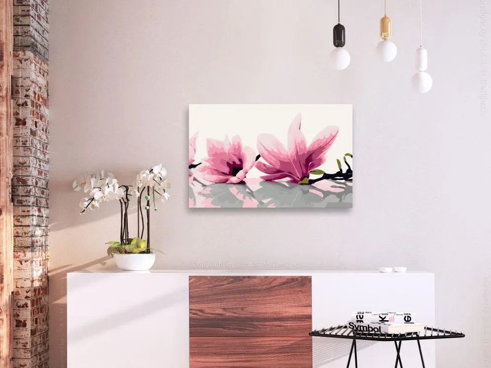 Obraz do samodzielnego malowania - Magnolia (białe tło) | MIRAT. w stylu kolekcja