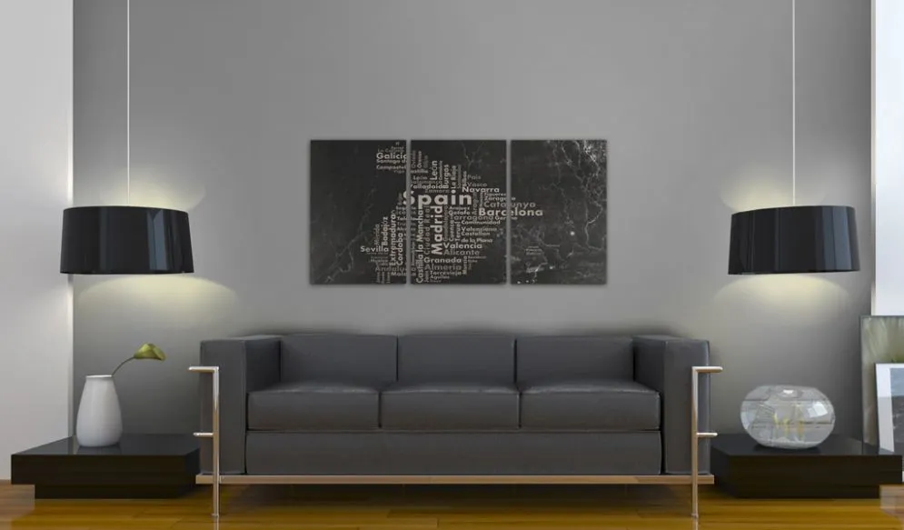 Obraz - Map of Spain on the blackboard - triptich-2