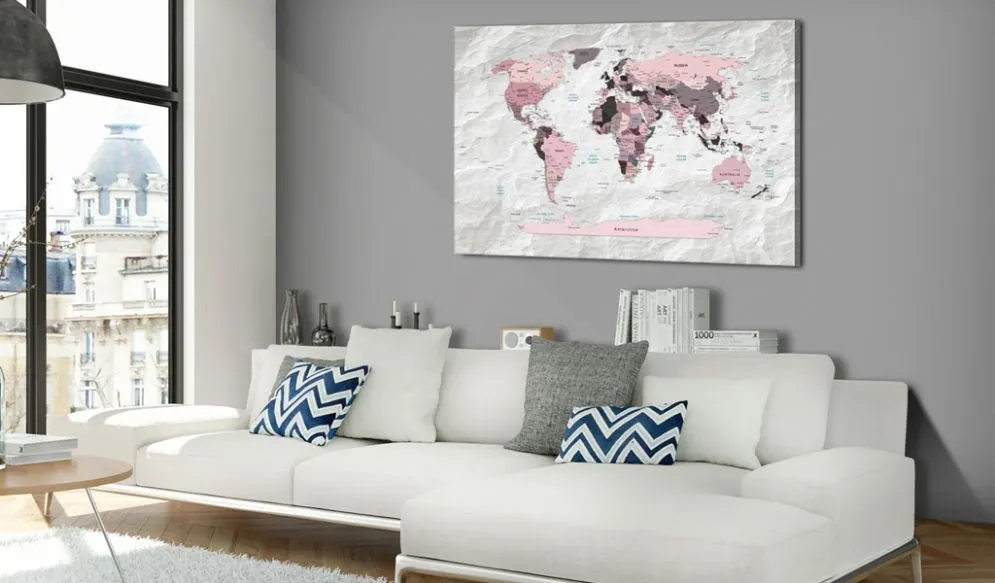 Obraz - Mapa świata Różowe kontynenty-2