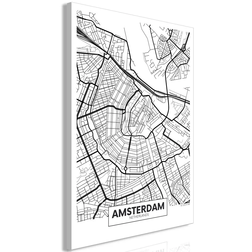 Obraz - Mapa Amsterdamu (1-częściowy) pionowy-1