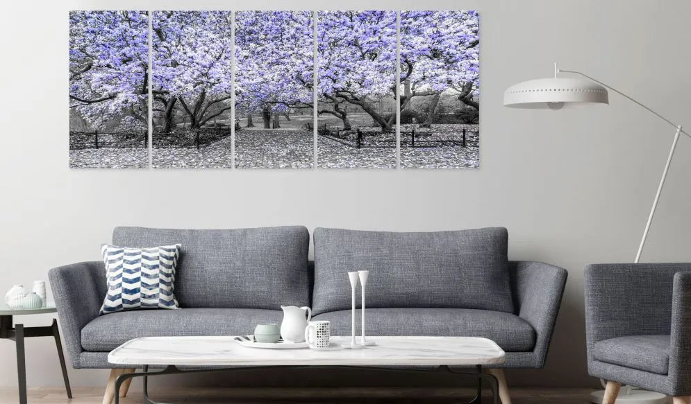 Obraz - Park magnolii (5-częściowy) wąski fioletowy-2