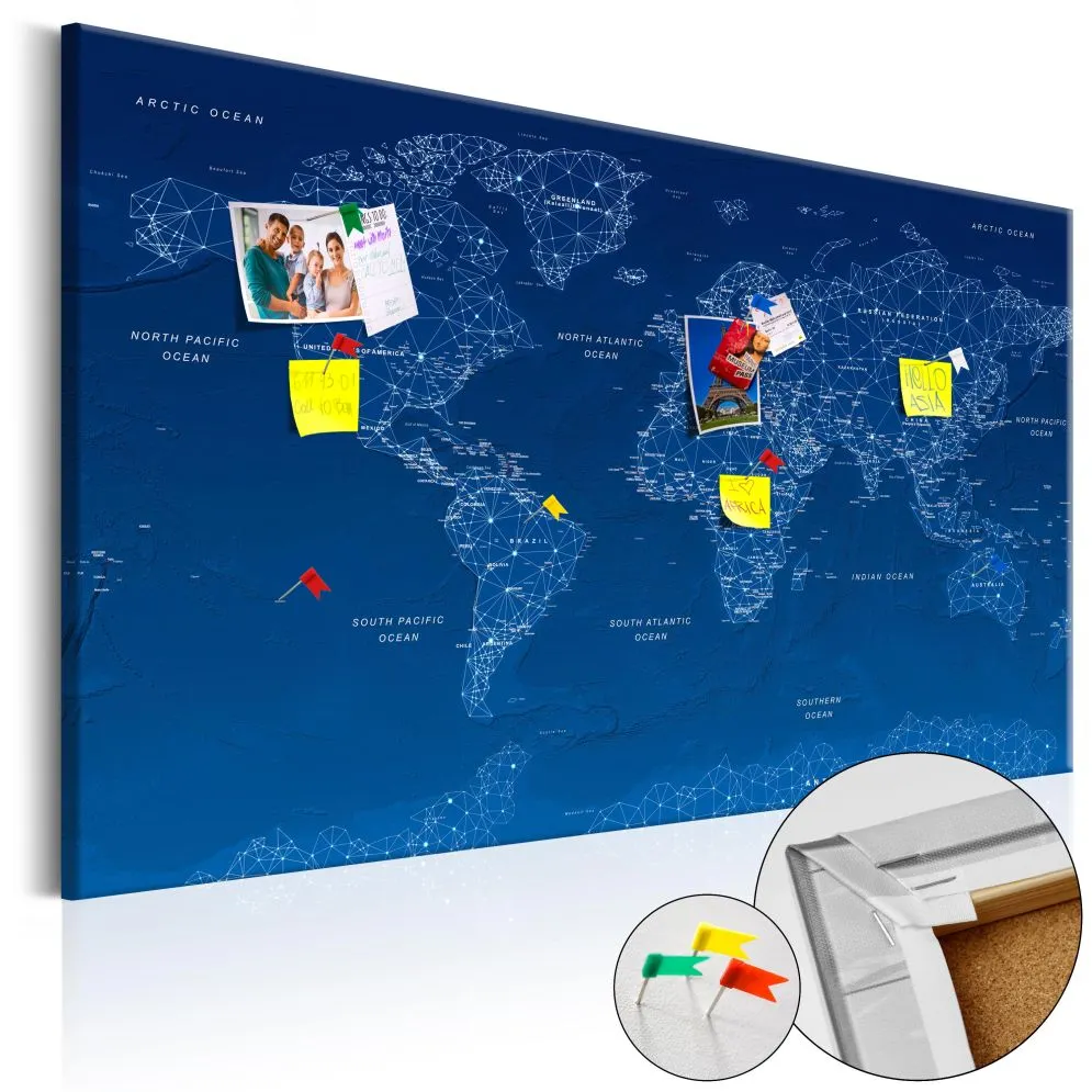 Obraz na korku - Mapa świata  World Connection [Mapa korkowa]-1