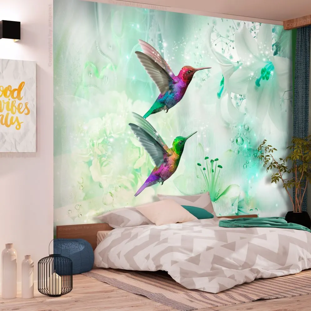 Fototapeta - Kolorowe kolibry (zielony)-1
