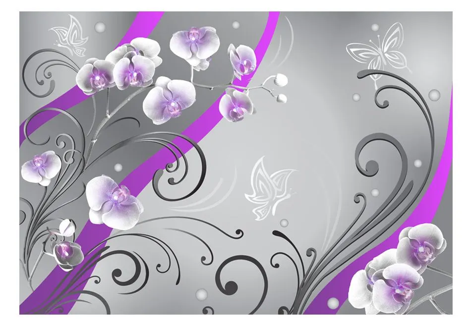 Fototapeta - Purpurowe orchidee - wariacja-2