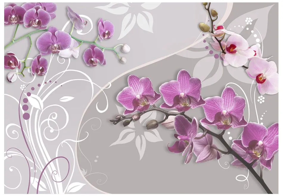 Fototapeta - Lot purpurowych orchidei-2