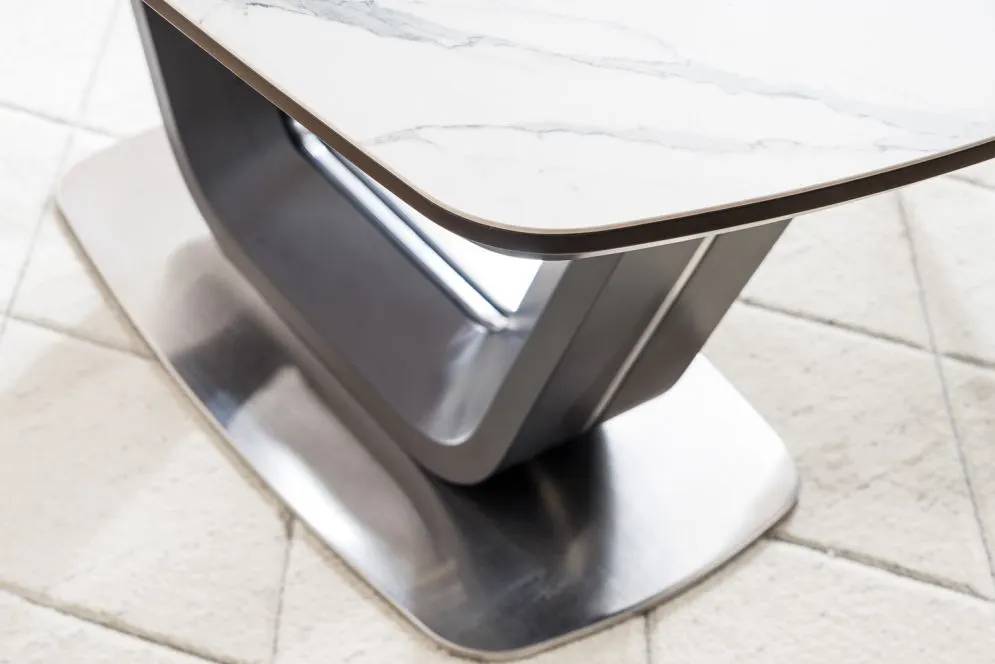 Stół ARMANI CERAMIC160(220)x90 biały/czarny z efektem marmuru | MIRAT. styl GLAMOUR
