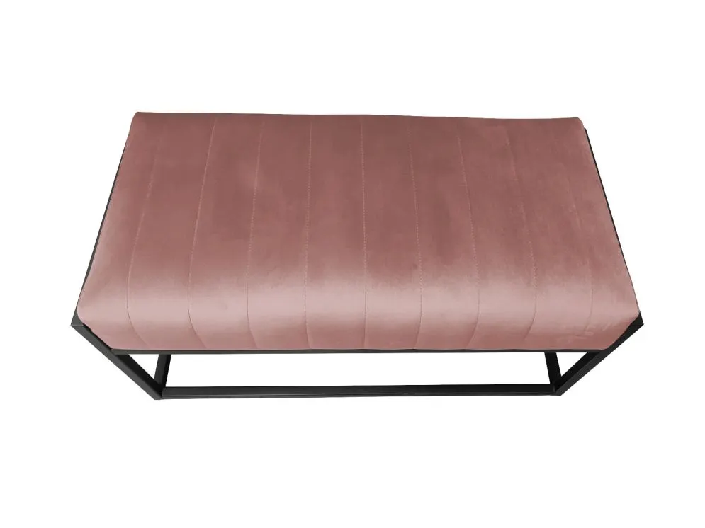 Ławka LILU MG VELVET różowa tapicerowana aksamitem na czarnym stelażu | MIRAT. w stylu LOFT kolekcja
