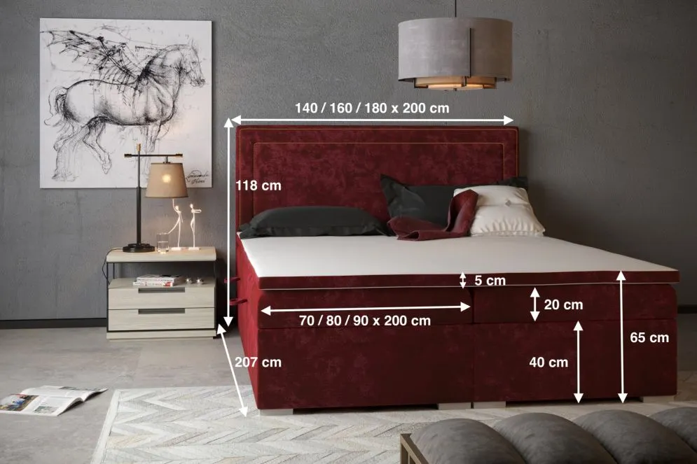 Łóżko kontynentalne NESS 160 szare velvet z do sypialni | MIRAT. w stylu GLAMOUR kolekcja