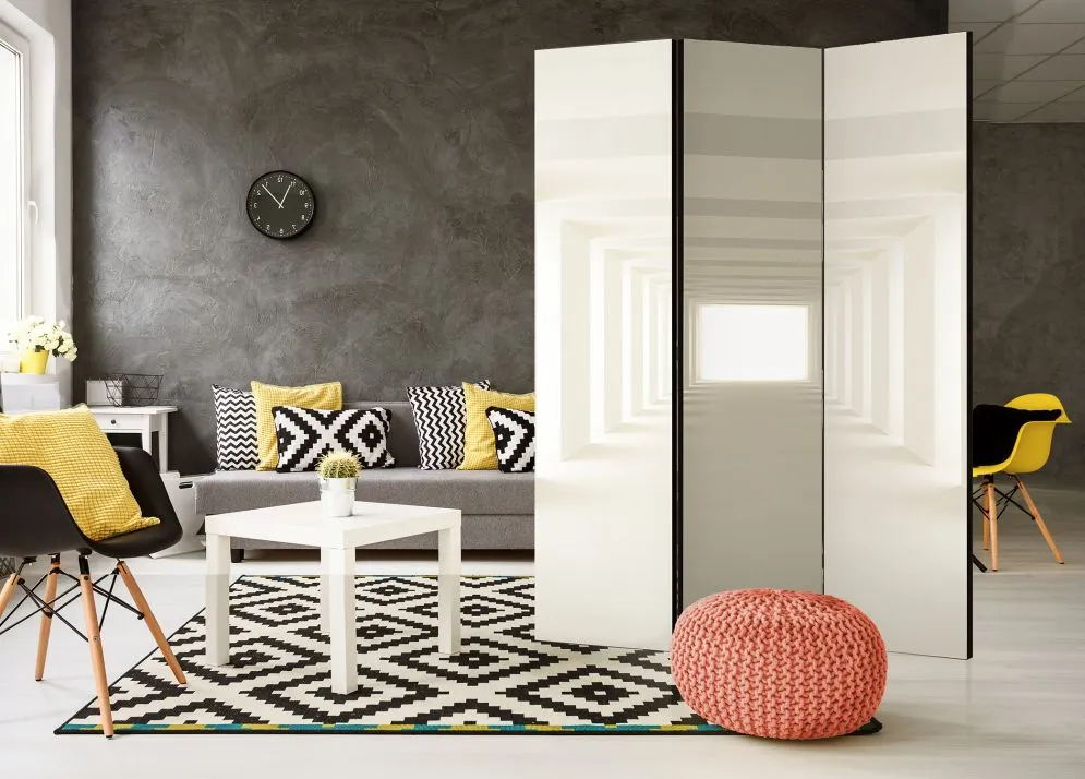 Parawan akustyczny 3D 135x172 cm 3-częściowy beżowy | MIRAT.