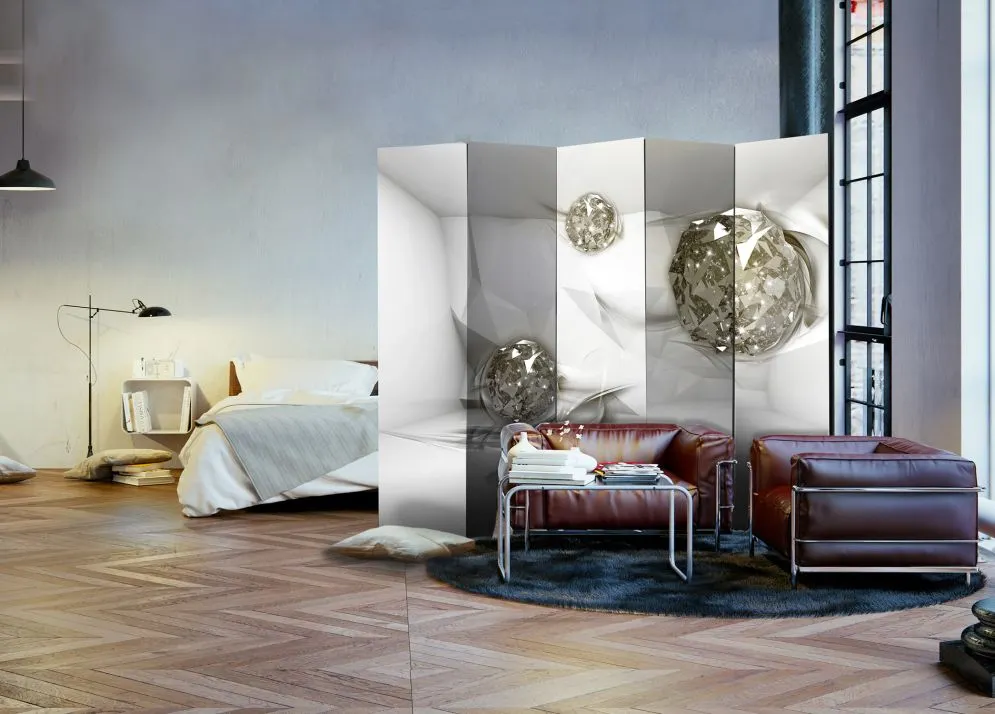 Parawan jednostronny 3D 225x172 cm 5-częściowy szary | MIRAT.