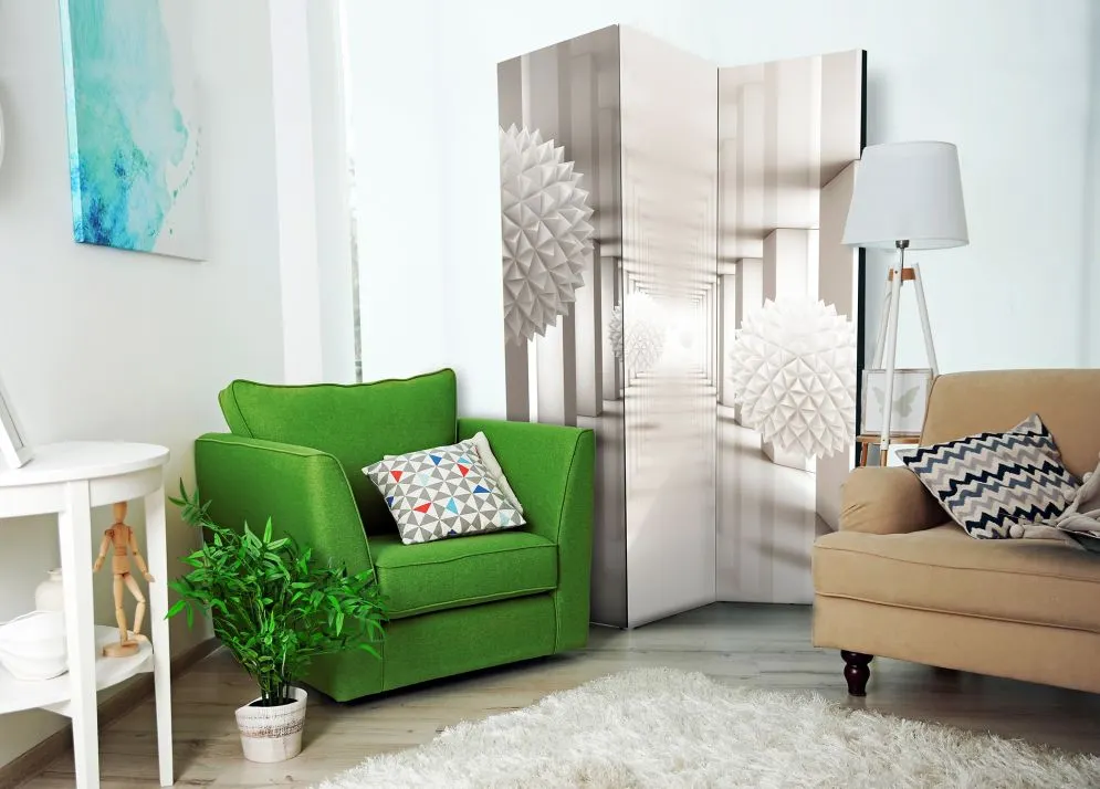 Parawan dwustronny 3D 135 x 172 cm Czarny