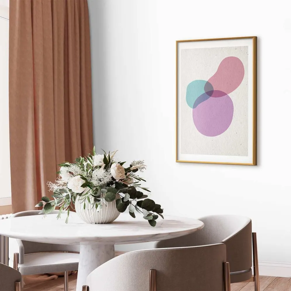 Plakat Mieszanka barw 21x30 cm z ramą złotą z marginesem | MIRAT.