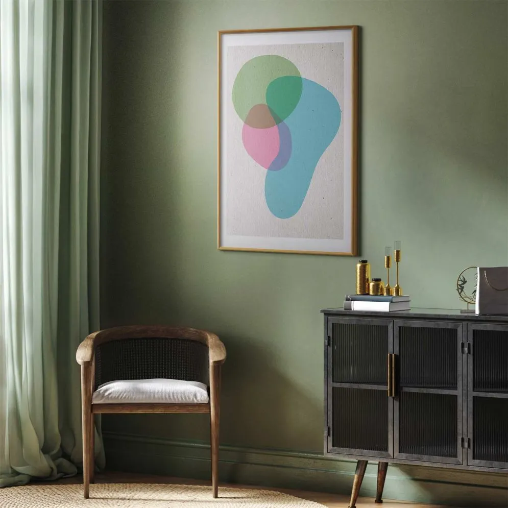 Plakat Kolorowe plamy 60x90 cm z ramą złotą z marginesem | MIRAT.