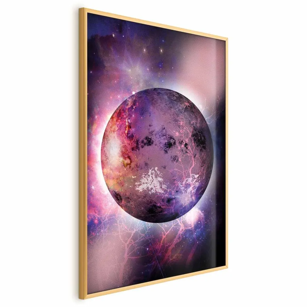 Plakat Nieznana planeta 21x30 cm z ramą złotą bez marginesu | MIRAT.