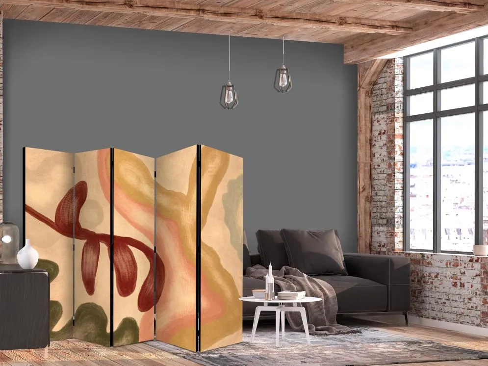 Parawan dwustronny  Tła i desenie 225 x 172 cm Beżowy