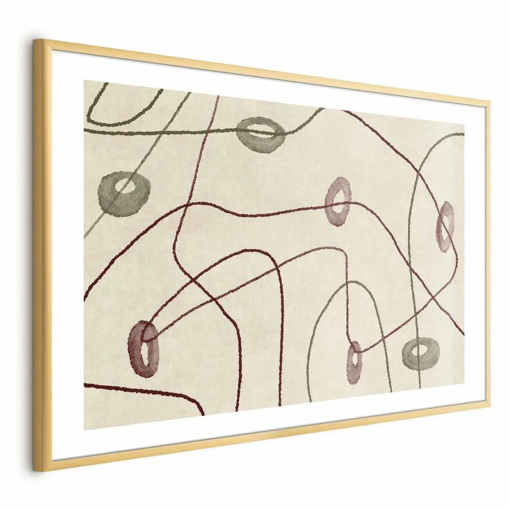 Plakat Kształty 60x40 cm z ramą złotą z marginesem | MIRAT.