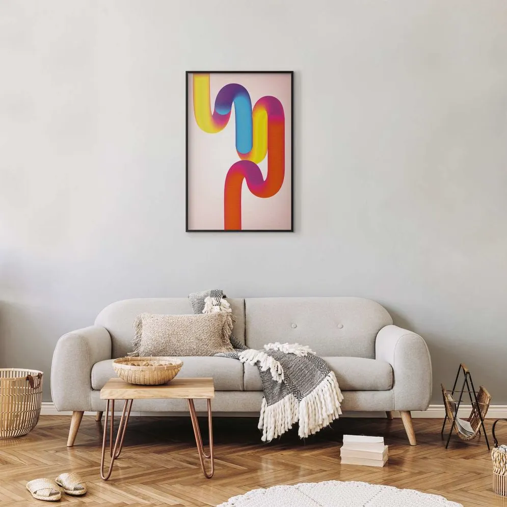 Plakat Tęczowe Rurki 60x90 cm z ramą czarną bez marginesu | MIRAT.