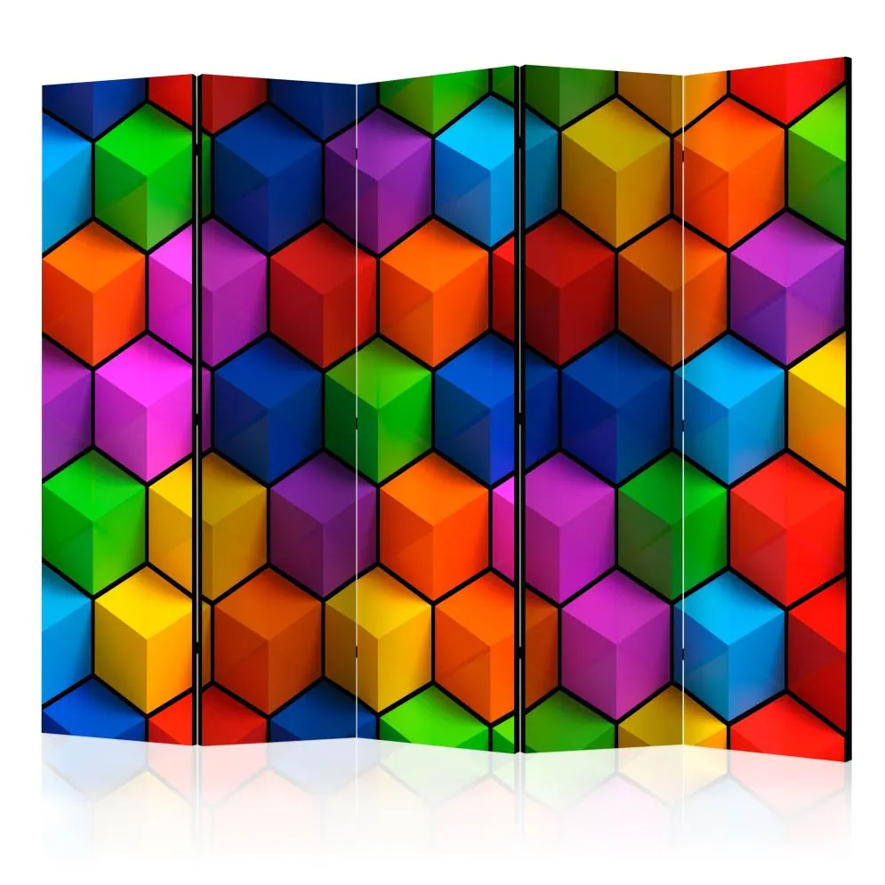 Parawan dwustronny 3D 225x172 cm 5-częściowy wielokolorowy | MIRAT.