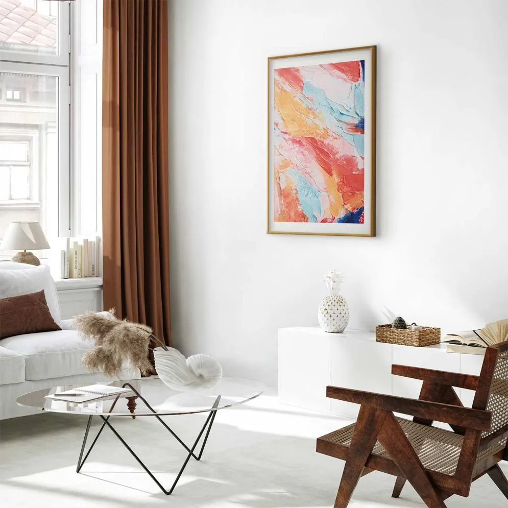 Plakat Kolorowa Harmonia 21x30 cm z ramą złotą z marginesem | MIRAT.