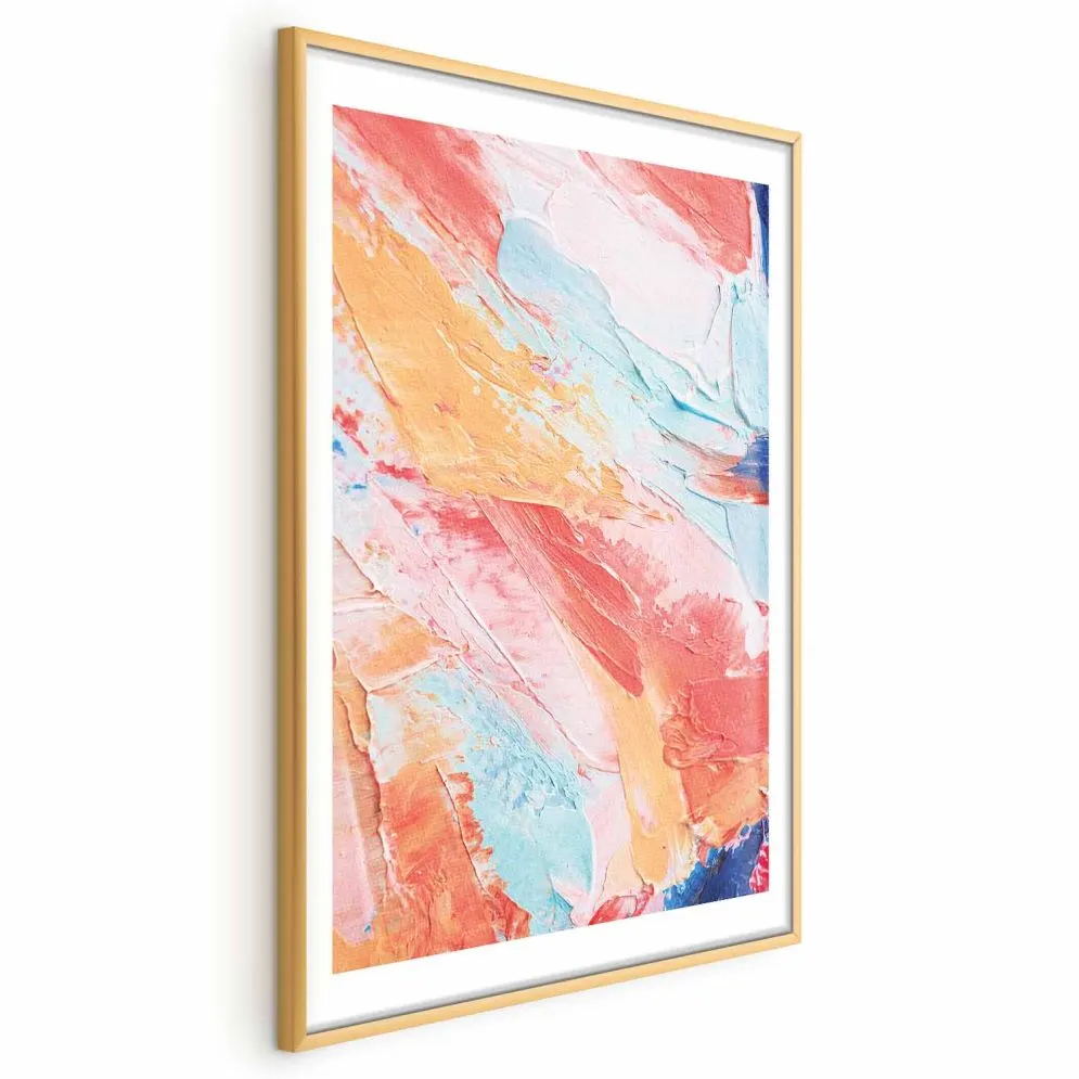 Plakat Kolorowa Harmonia 21x30 cm z ramą złotą z marginesem | MIRAT.