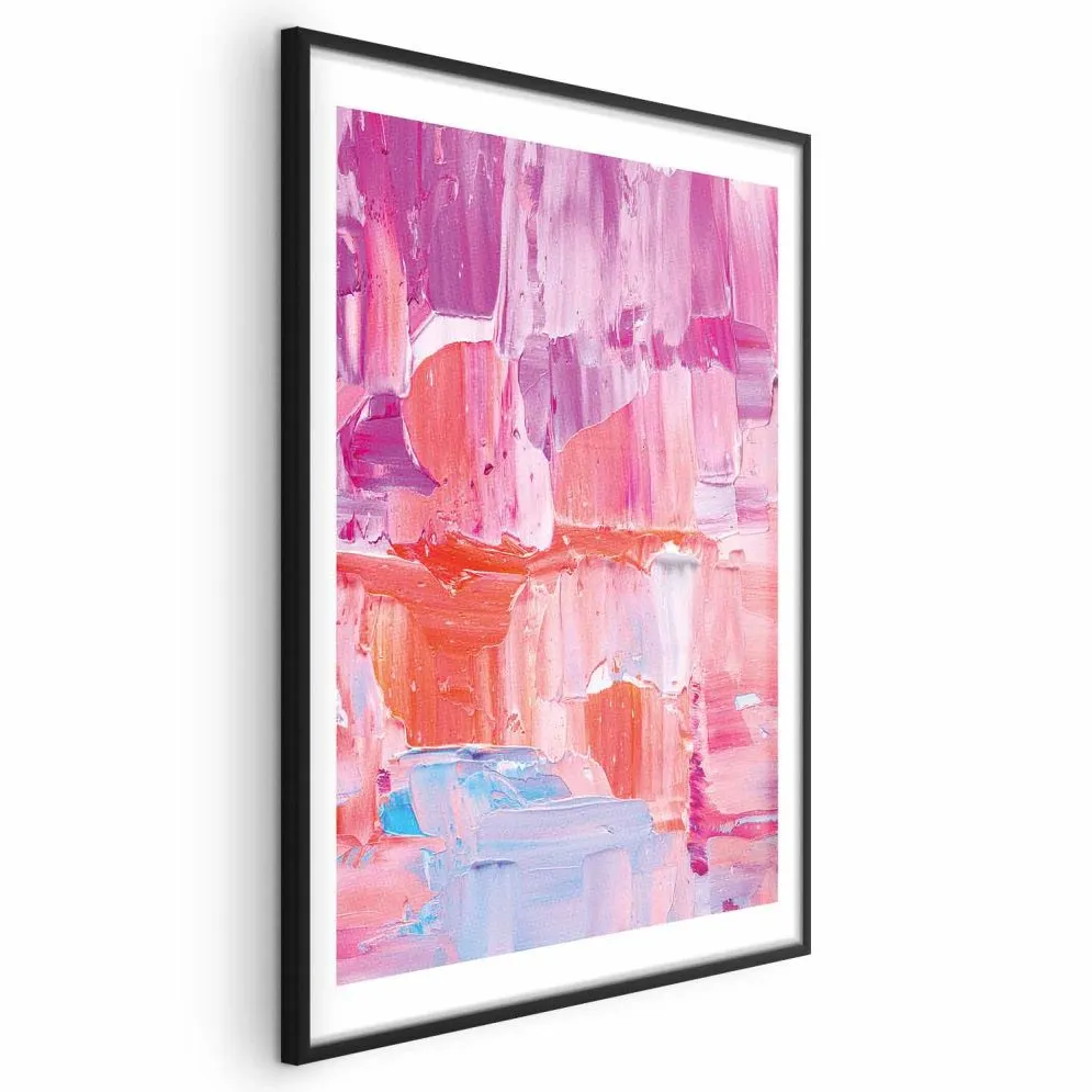 Plakat Kolorowe Pociągnięcia 30x21 cm z ramą czarną z marginesem | MIRAT.
