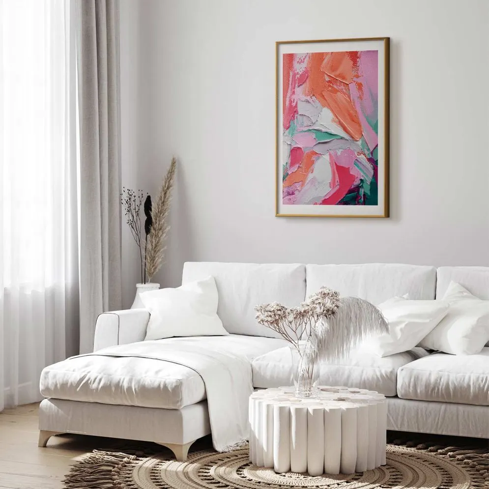 Plakat Różowa Paleta 29,7x42 cm z ramą złotą z marginesem | MIRAT.