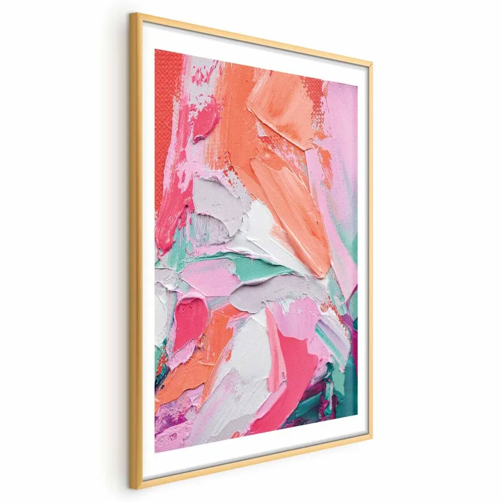 Plakat Różowa Paleta 29,7x42 cm z ramą złotą z marginesem | MIRAT.