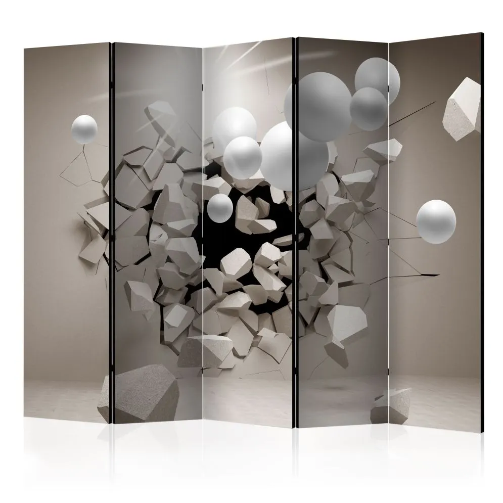 Parawan dwustronny 3D 225x172 cm 5-częściowy beżowy | MIRAT.