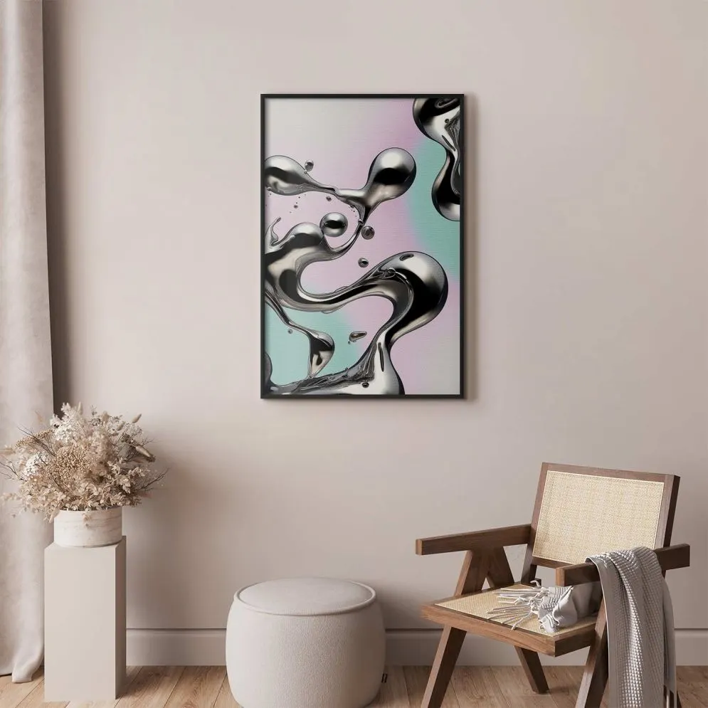 Plakat Metaliczne Płynności 60x90 cm z ramą czarną bez marginesu | MIRAT.
