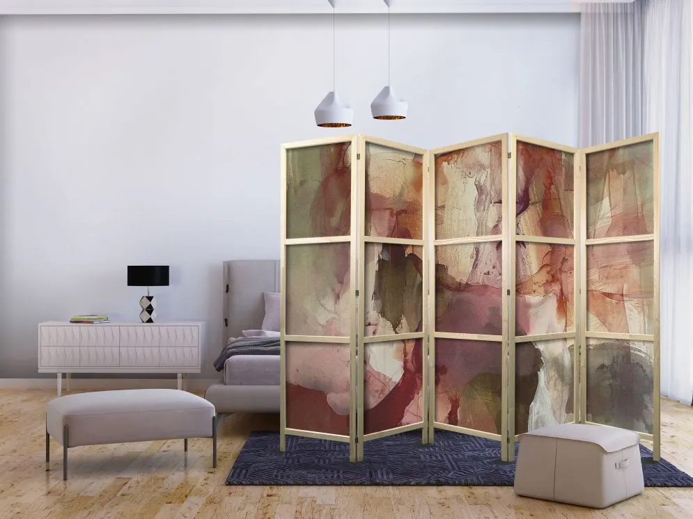 Parawan japoński Abstrakcje 225x172 cm 3-częściowy beżowy | MIRAT.