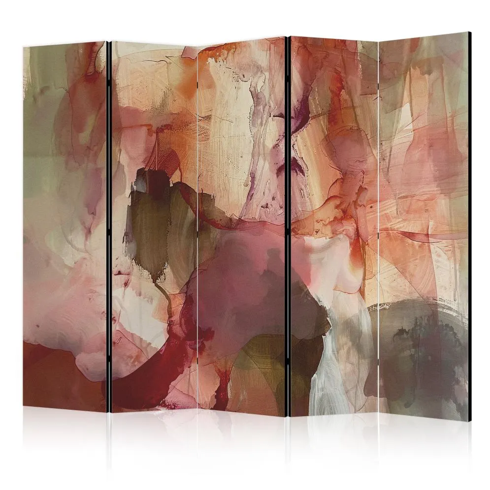 Parawan jednostronny Abstrakcje 225x172 cm 5-częściowy beżowy | MIRAT.