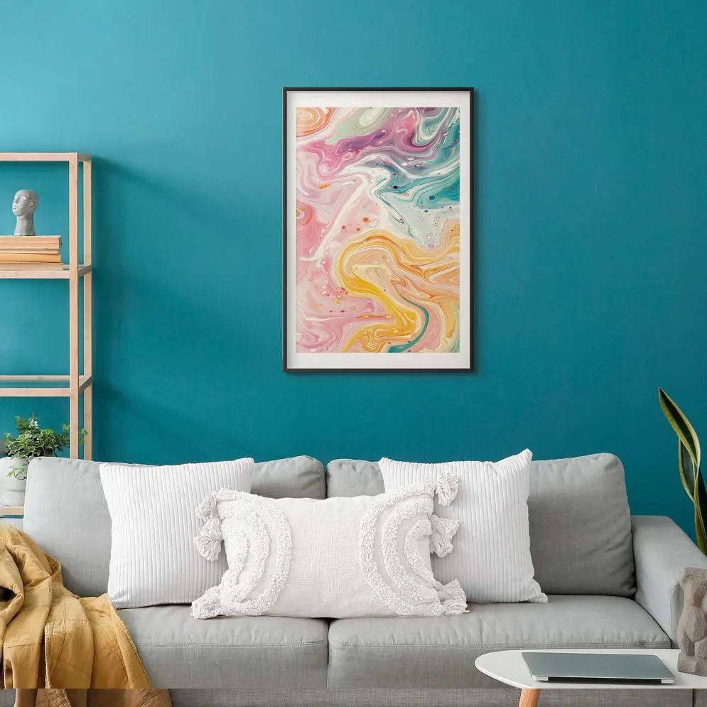 Plakat Kolorowy Chaos 29,7x42 cm z ramą czarną z marginesem | MIRAT.
