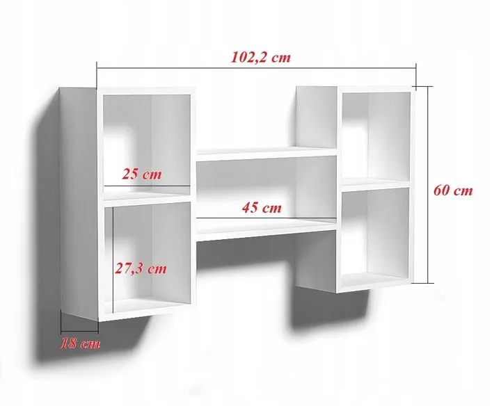 Półka ALESIA 6 szara wisząca do salonu | MIRAT. styl LOFT