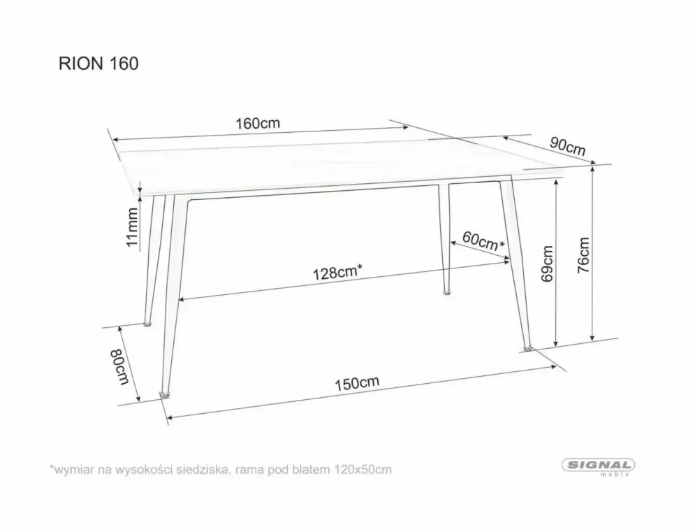 Stół RION 160x90 biały/czarny ceramiczny I sklep meblowy MIRAT. styl LOFT