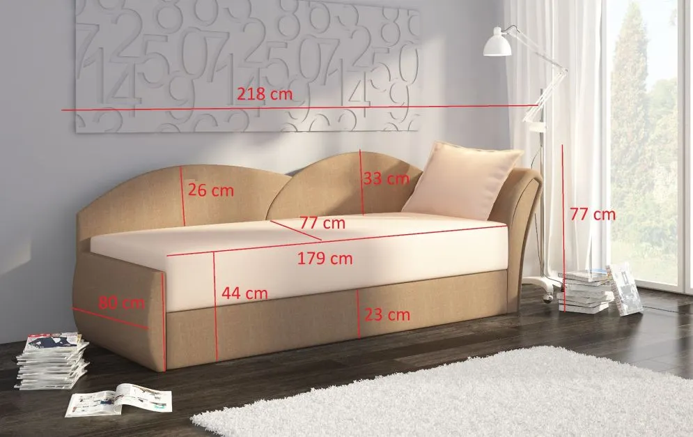 Sofa rozkładana z funkcją spania AGA jasnoszara/czarna lewa dla dziecka | MIRAT.
