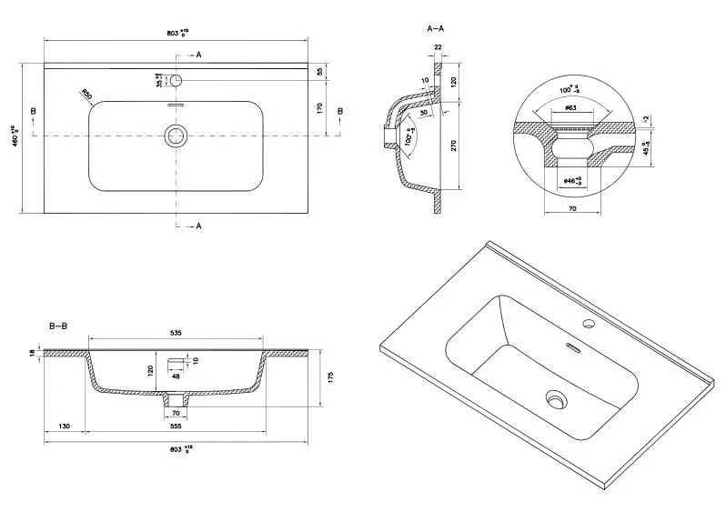 Szafka pod umywalkę ARCO 80 cm grafitowa modułowa | MIRAT