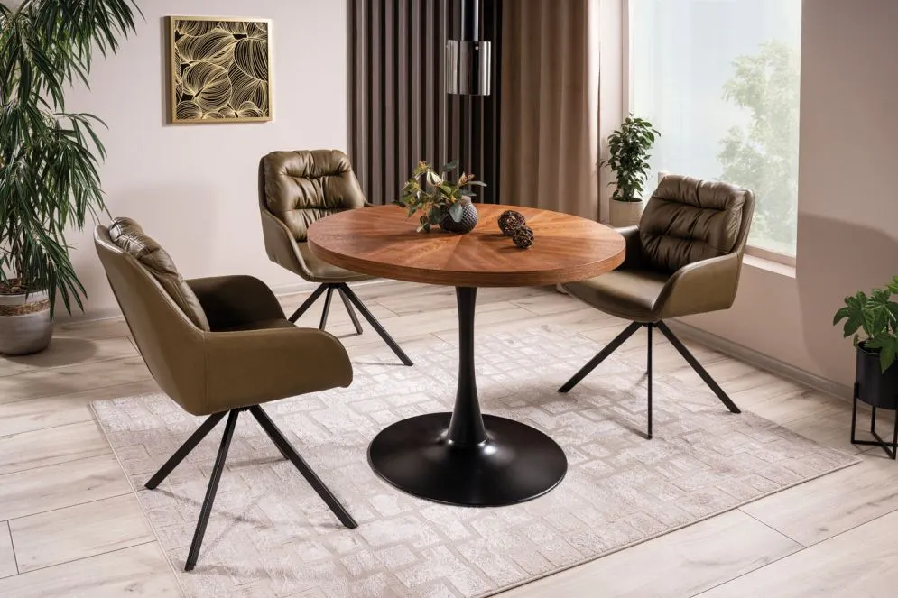 Stół okrągły AMADEO 100x100 orzech I sklep meblowy MIRAT. styl LOFT